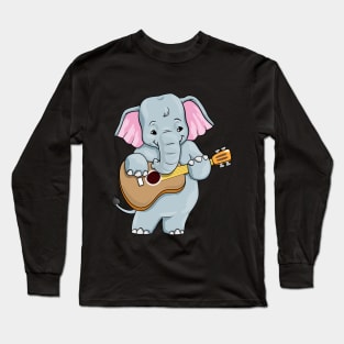 Elephant as musician with guitar Long Sleeve T-Shirt